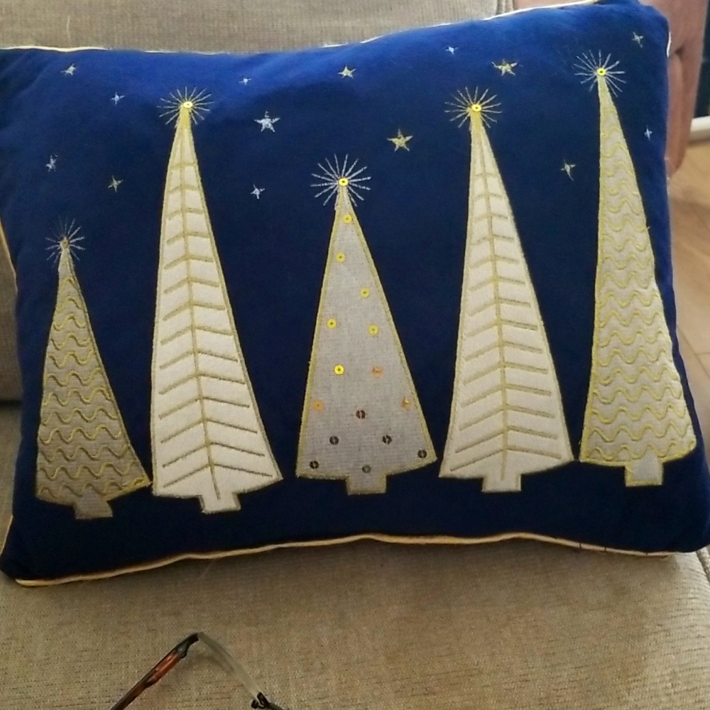 Blue Velvet Holiday Accent Pillow
